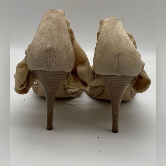 Authentic Fendi Beige Suede Strappy Platform Sandals Slingback Heels Size 11 - Picture 3 of 11